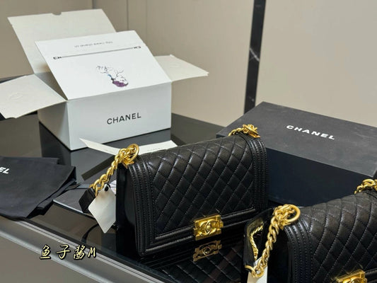 CHANEL Le Boy Chain Bag (BLACK GOLD)