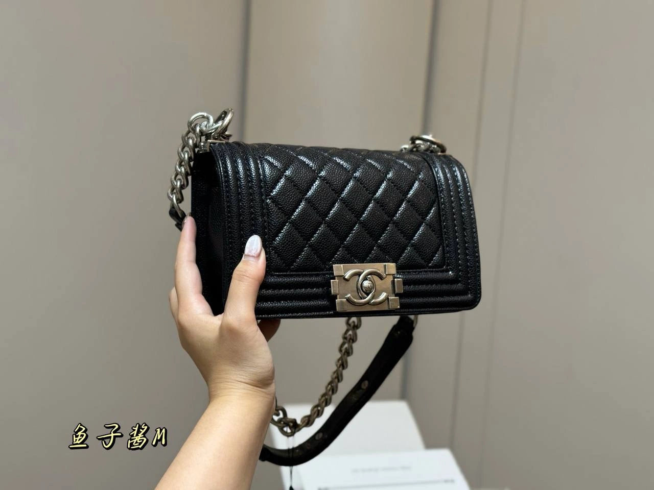 CHANEL Le Boy Chain Bag (BLACK SILVER)