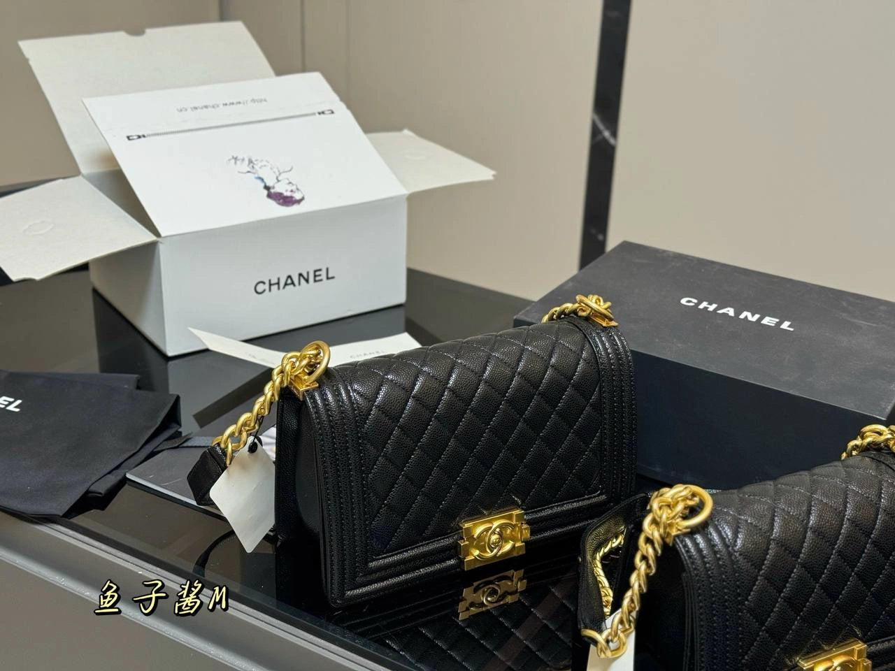 CHANEL Le Boy Chain Bag (BLACK GOLD)