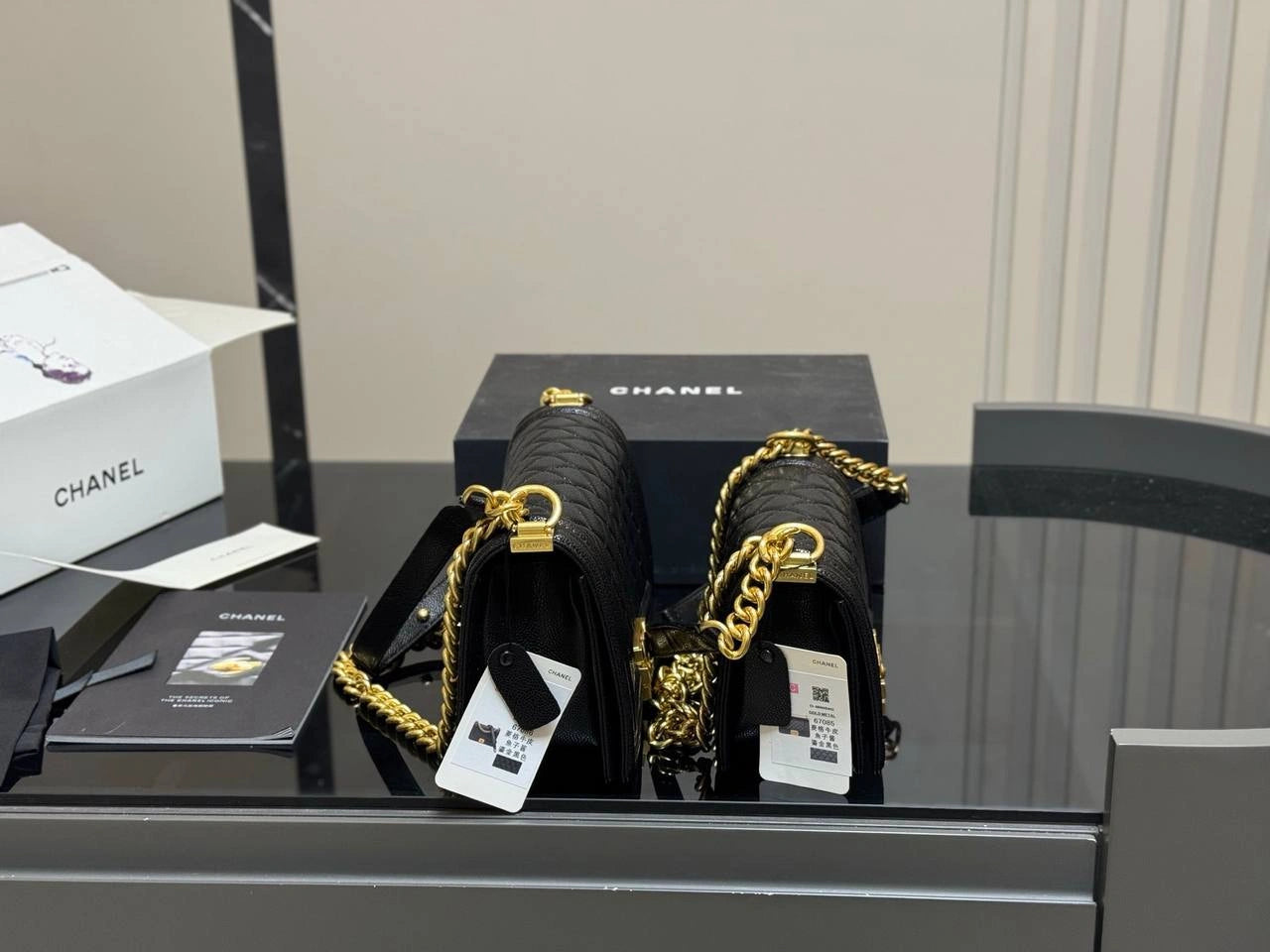 CHANEL Le Boy Chain Bag (BLACK GOLD)