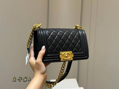 CHANEL Le Boy Chain Bag (BLACK GOLD)