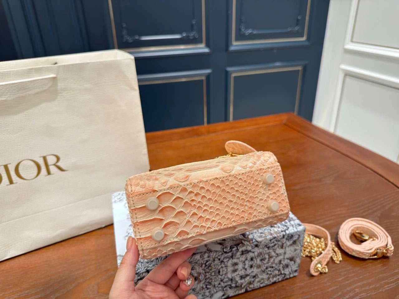 DIOR Lady Bag – Croc-Embossed Leather (Medium)