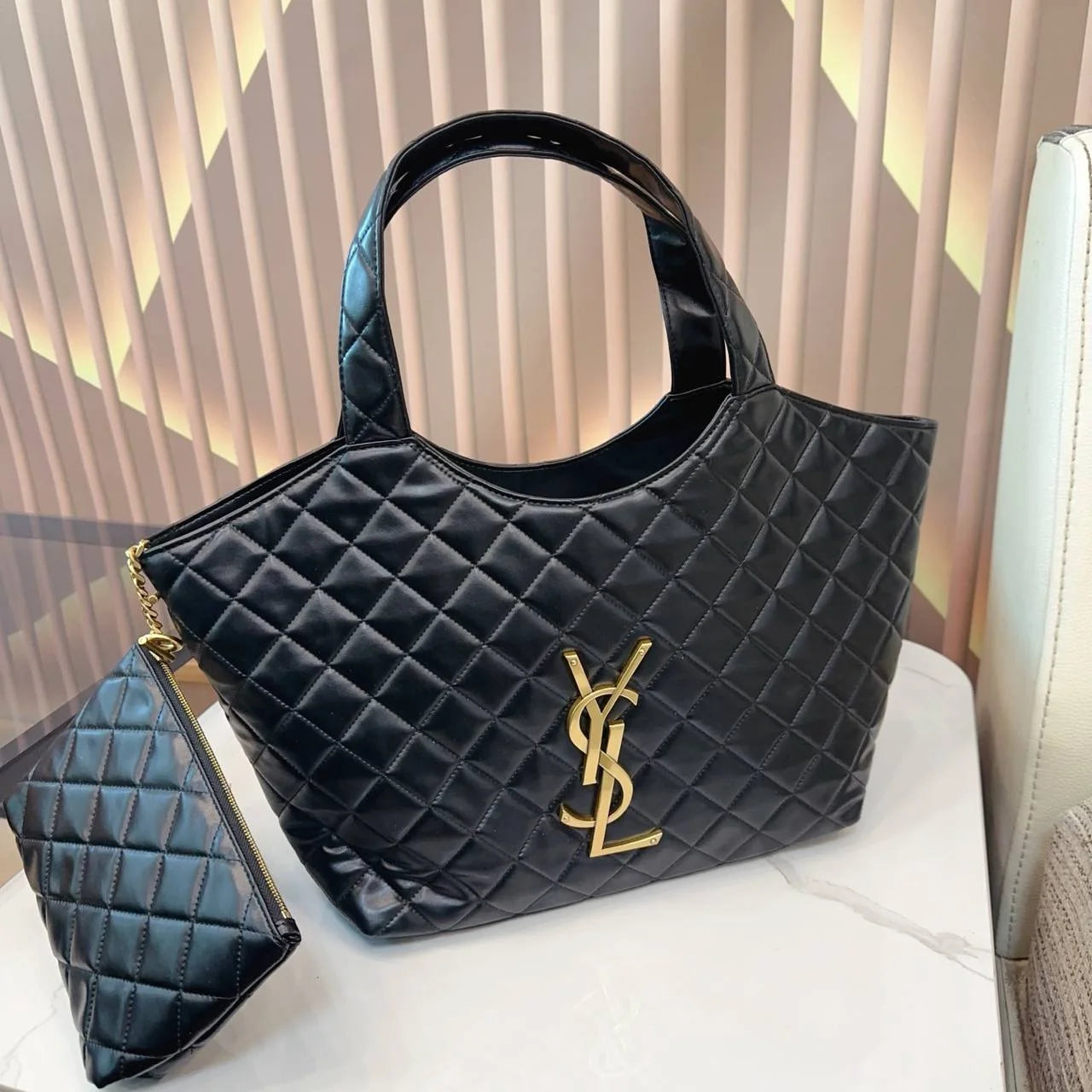 SAINT LAURENT YSL Quilted Tote Bag