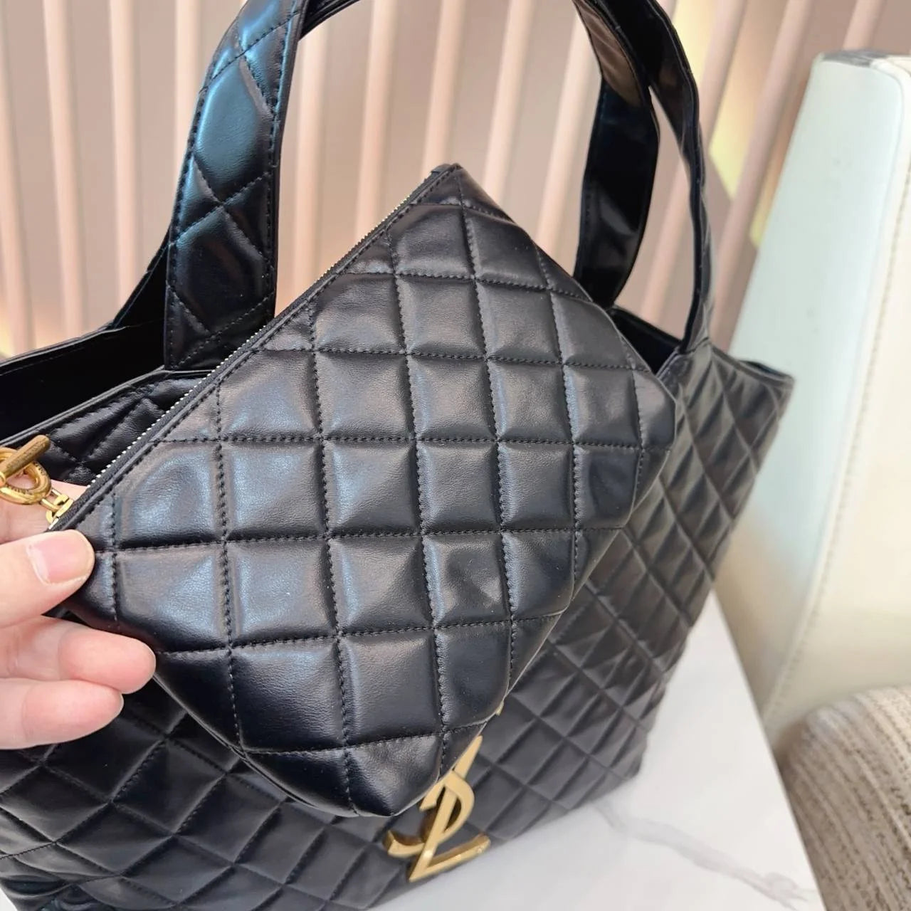 SAINT LAURENT YSL Quilted Tote Bag
